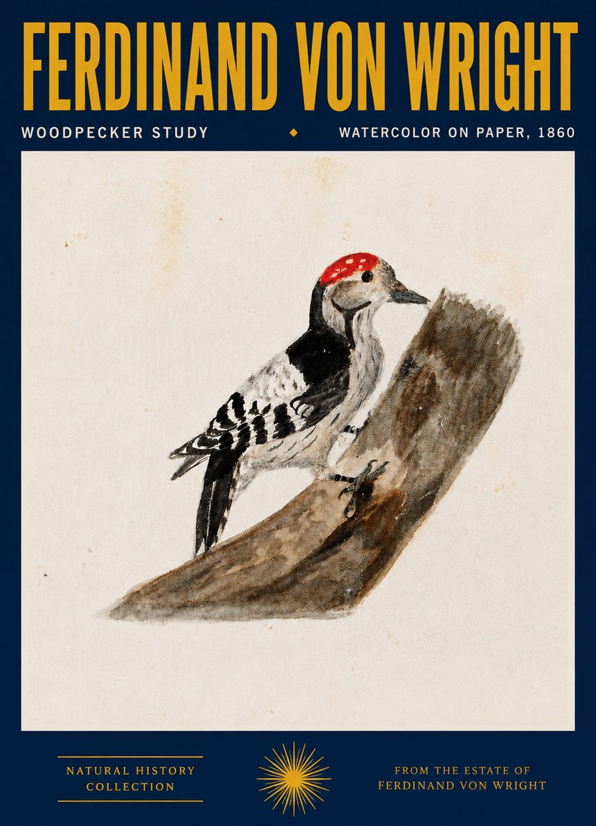 Ferdinand von Wright Woodpecker Study No4 - Poster