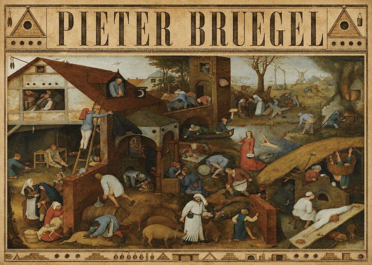 Pieter Bruegel Netherlandish Proverbs I No4 - Poster