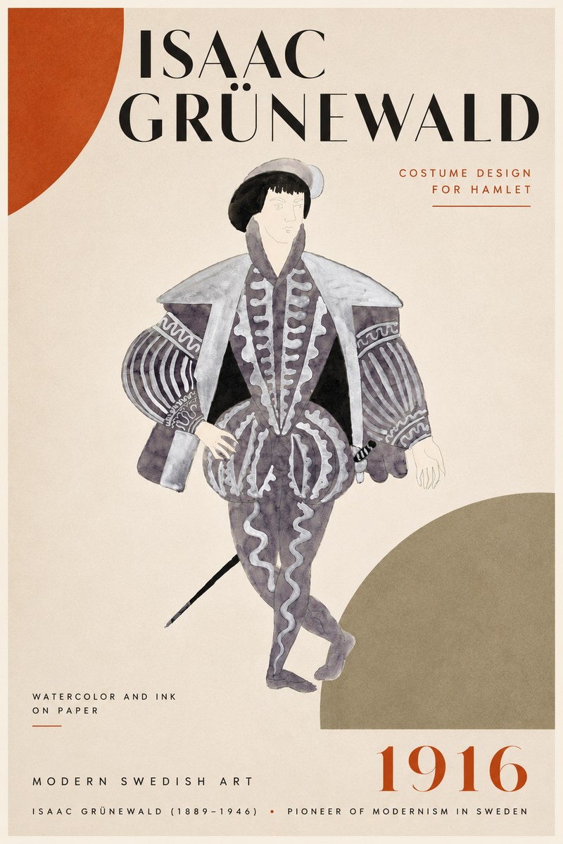 Isaac Grünewald Costume Design for Hamlet No5 - Poster