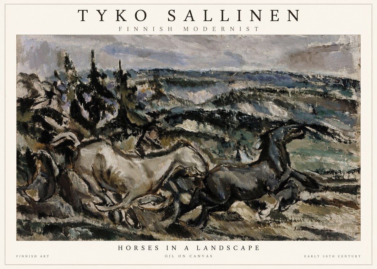 Tyko Sallinen Horses in a Landscape No1 - Poster