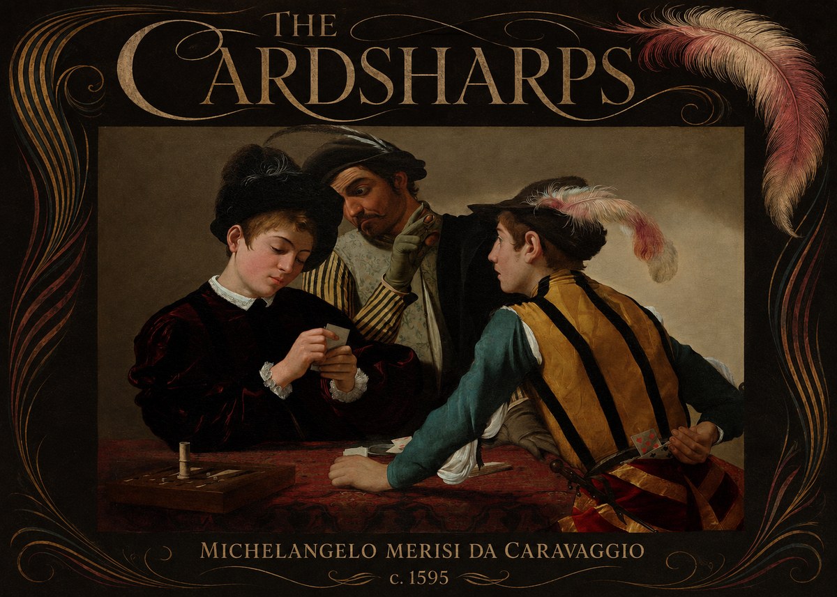Michelangelo Merisi da Caravaggio The Cardsharps I No6 - Poster