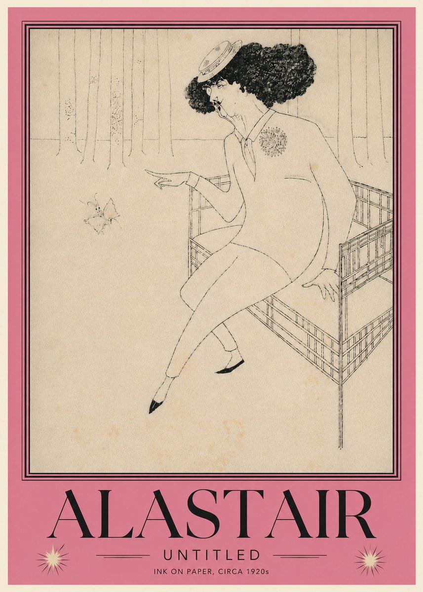 Alastair Lady with Butterfly No6 - Poster