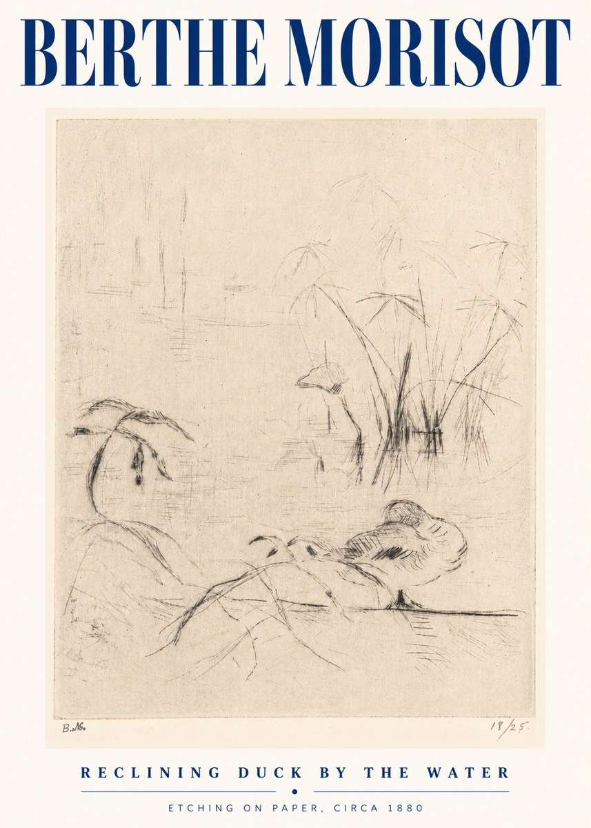 Berthe Morisot Reclining Duck by the Water No5 - Poster