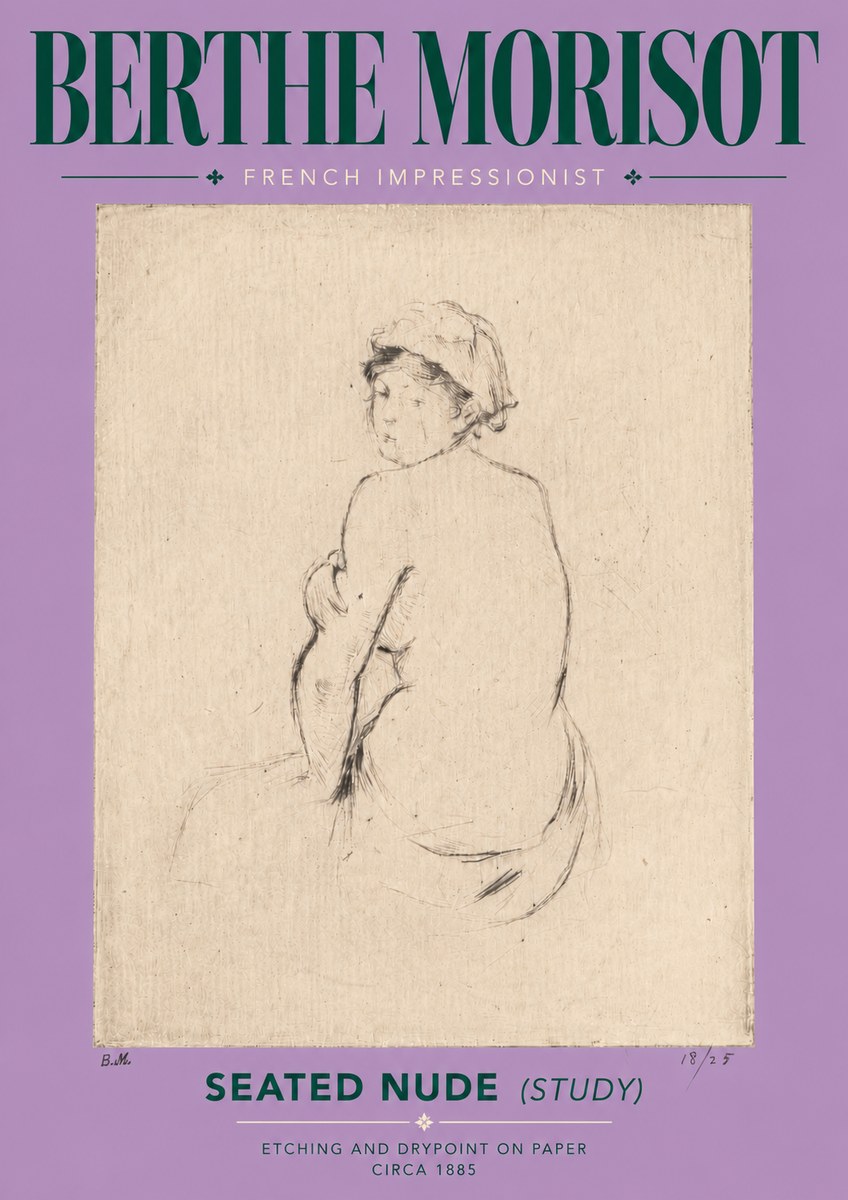 Berthe Morisot Seated Nude (Study) No5 - Poster
