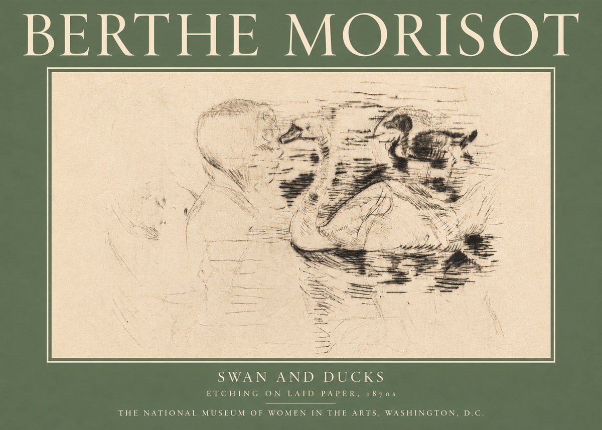 Berthe Morisot Swan and Ducks No5 - Poster