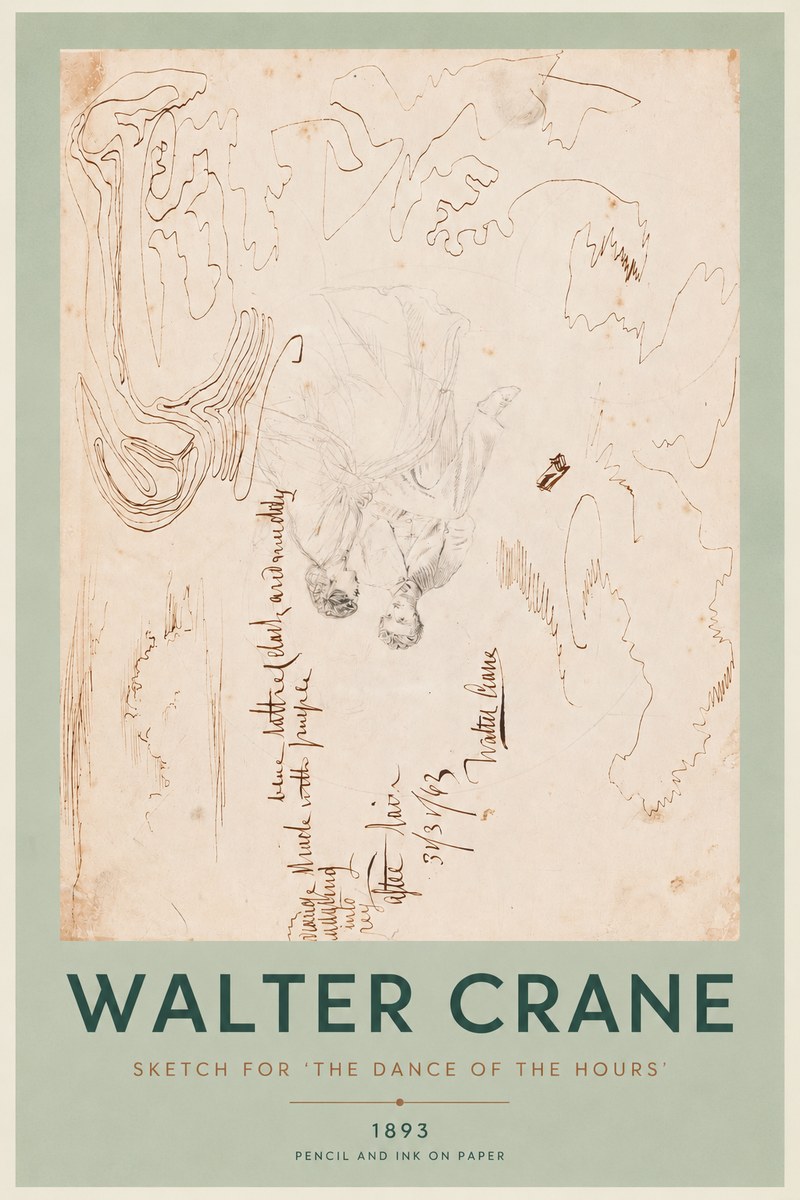 Walter Crane Sketch for 'the Dance of the Hours' No4 - Poster
