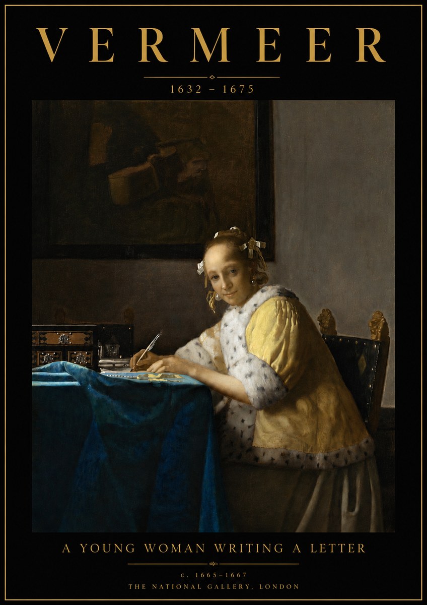Vermeer A Young Woman Writing a Letter No4 - Poster