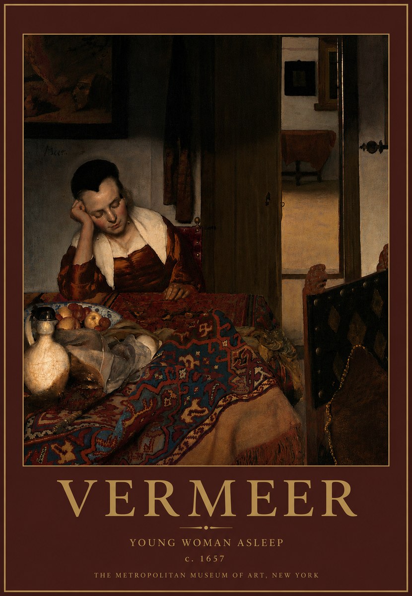 Vermeer Young Woman Asleep No5 - Poster
