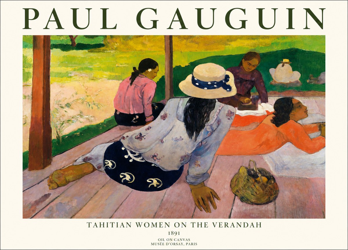 Paul Gauguin Tahitian Women on the Verandah No1 - Poster