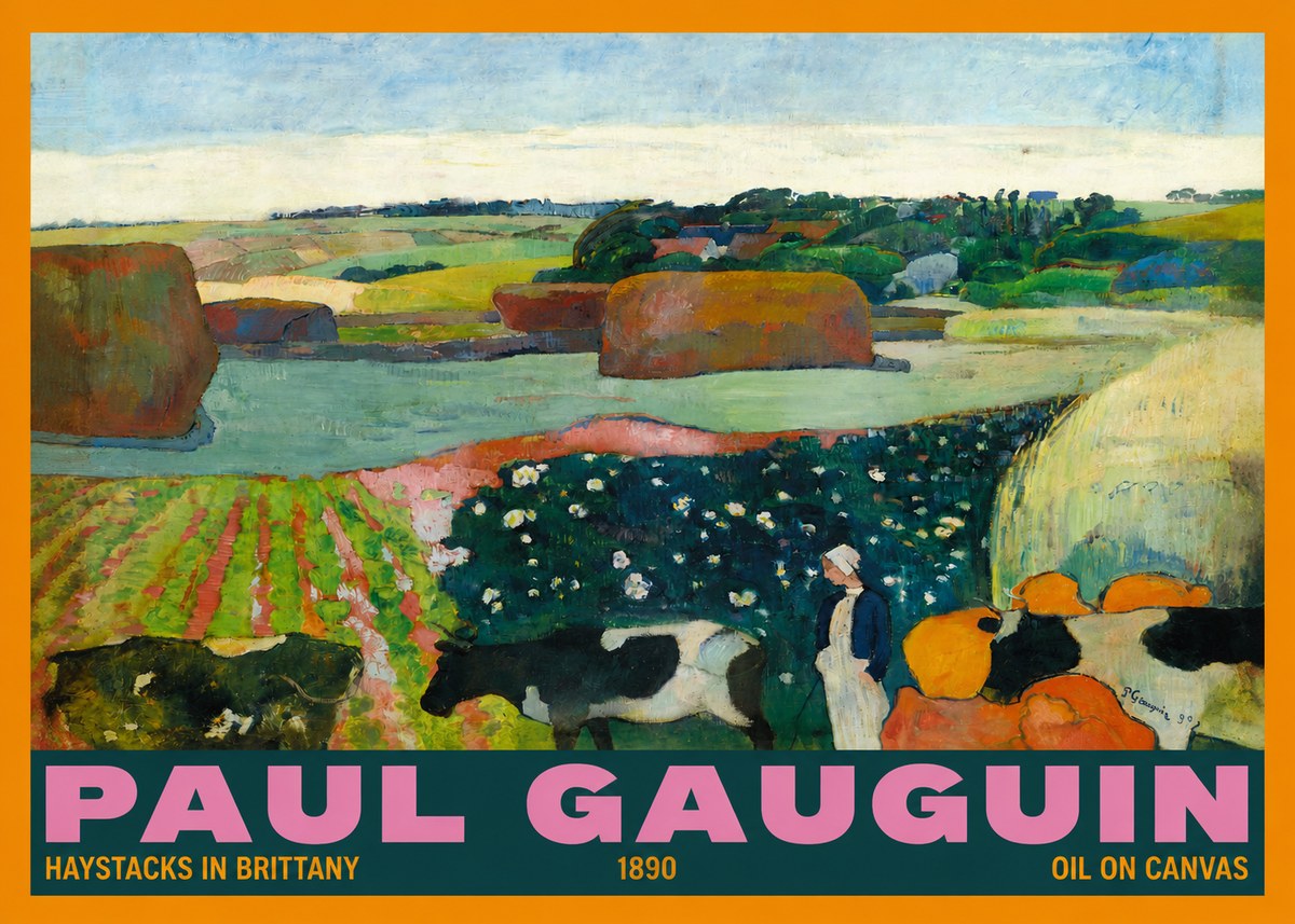 Paul Gauguin Landscape with Haystacks No6 - Poster