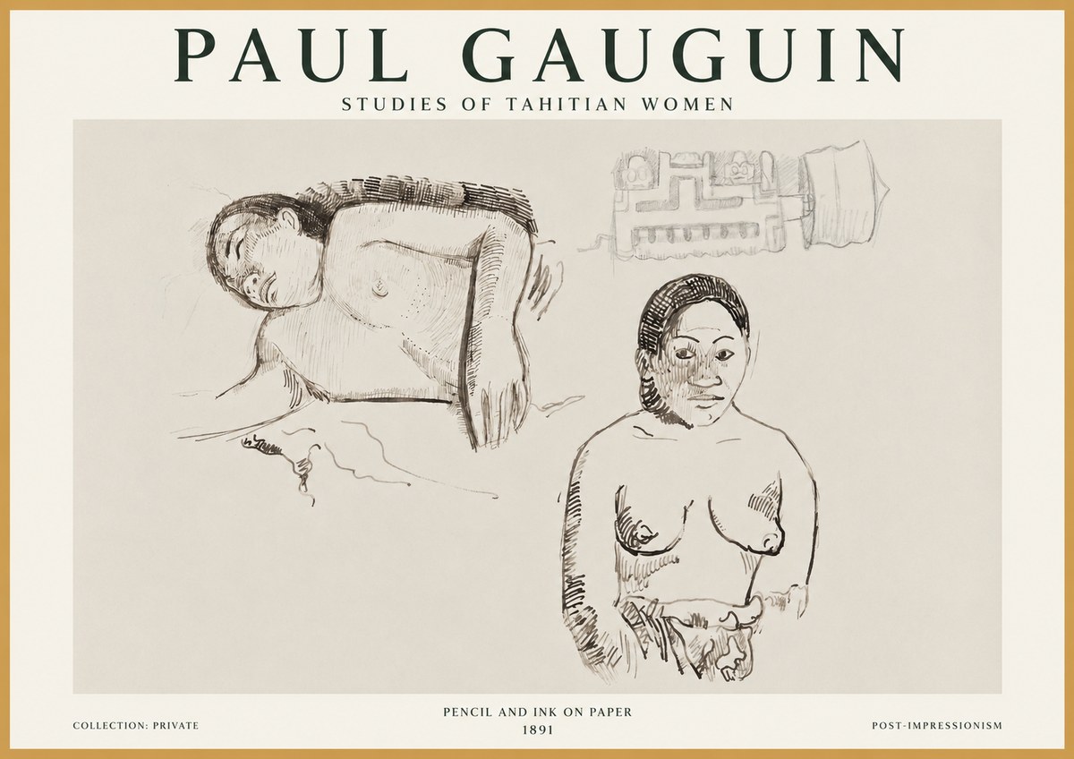 Paul Gauguin Studies of Tahitian Women No1 - Poster