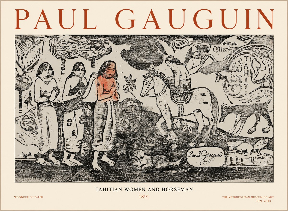 Paul Gauguin Tahitian Women and Horseman No1 - Poster