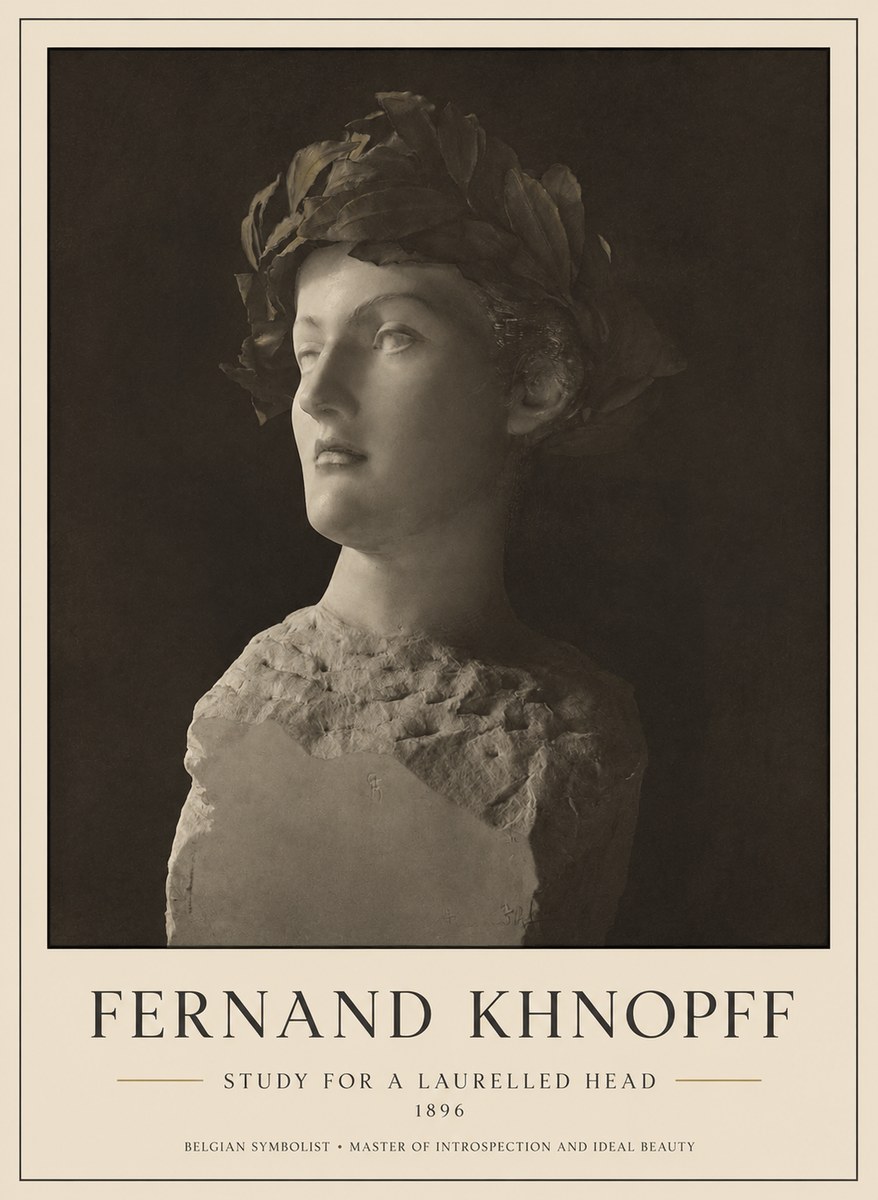 Fernand Khnopff Study for a Laurelled Head No1 - Poster
