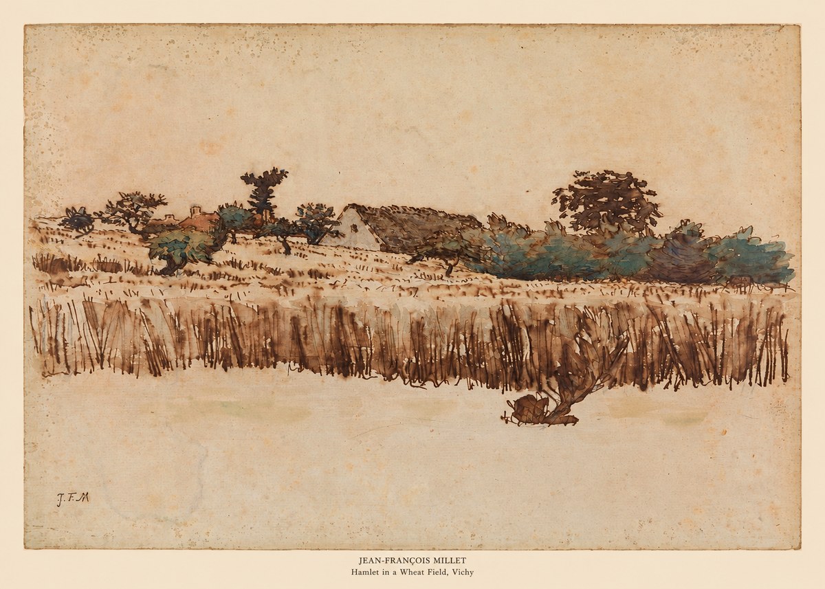 Jean-François Millet Hamlet in a Wheat Field, Vichy No5 - Poster