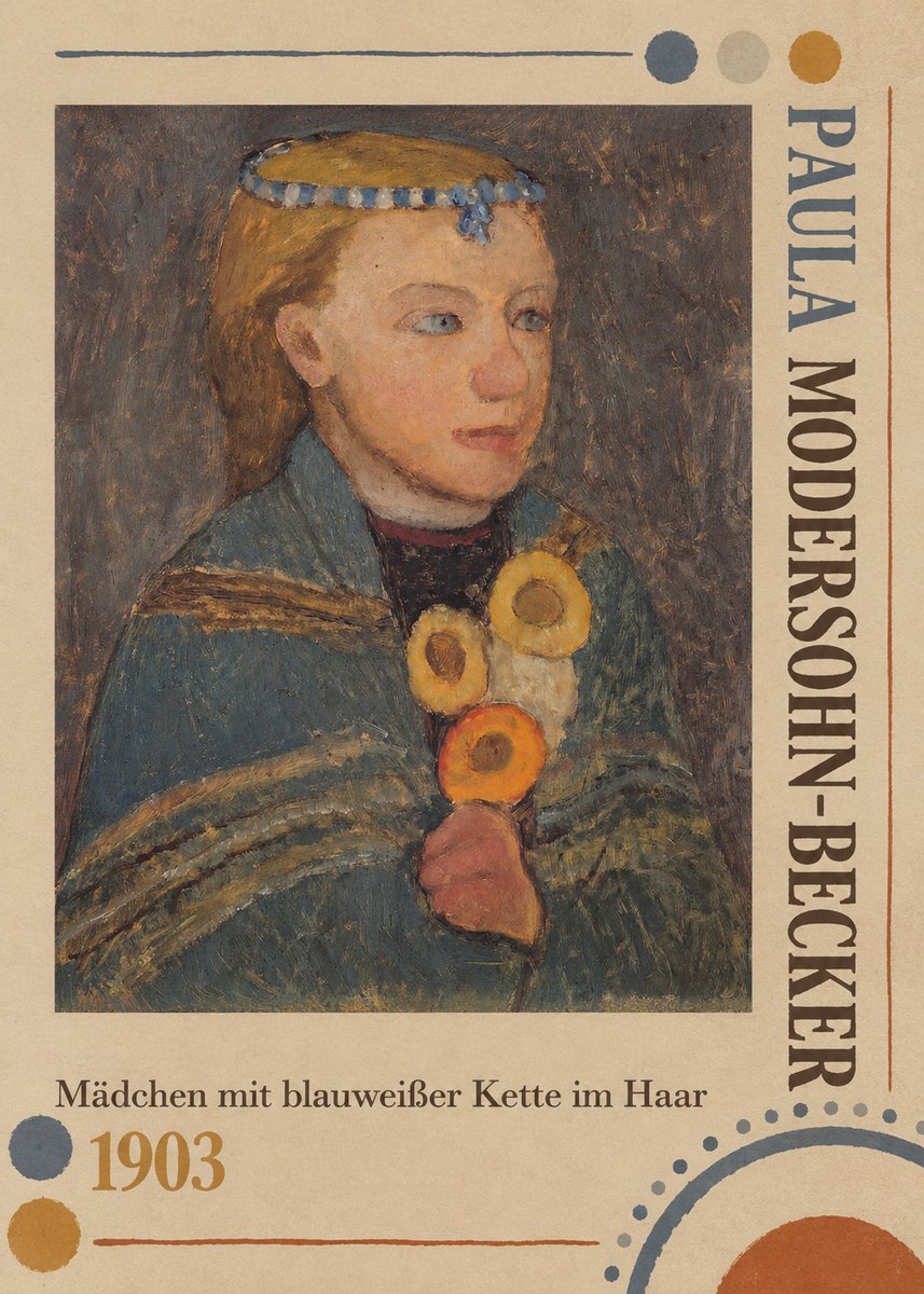 Paula Modersohn-Becker Mädchen Mit Blauweißer Kette Im Haar No4 - Poster