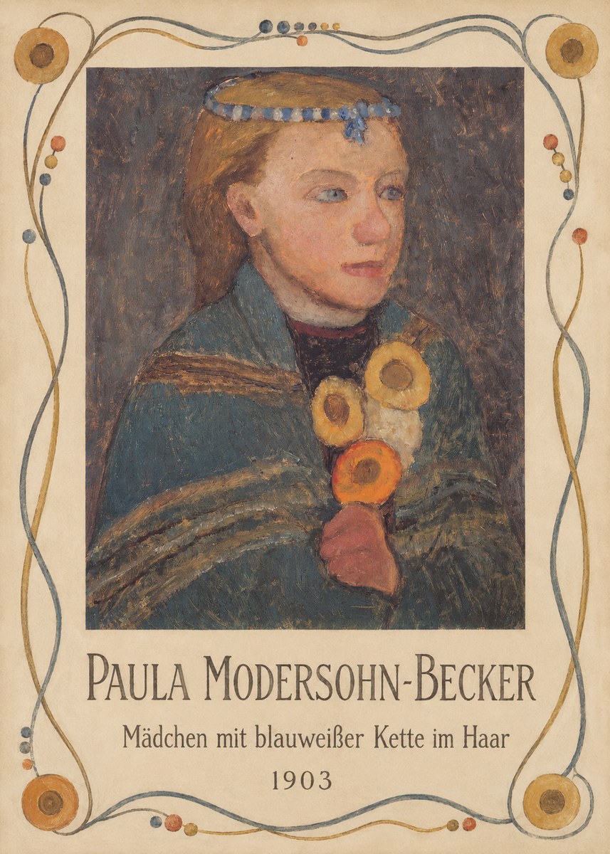 Paula Modersohn-Becker Mädchen Mit Blauweißer Kette Im Haar No5 - Poster