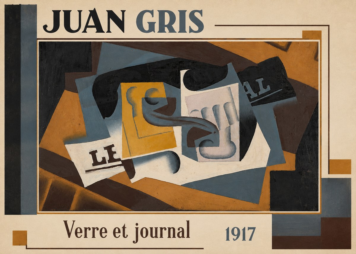 Juan Gris Verre Et Journal No1 - Poster