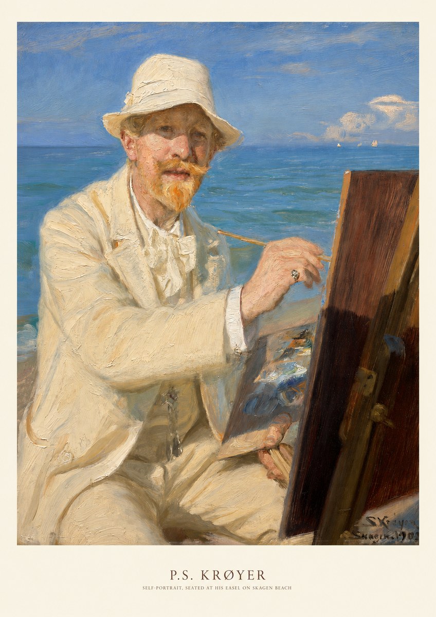 P.S. Krøyer Self-portrait, Seated at His Easel on Skagen Beach No5 - Poster