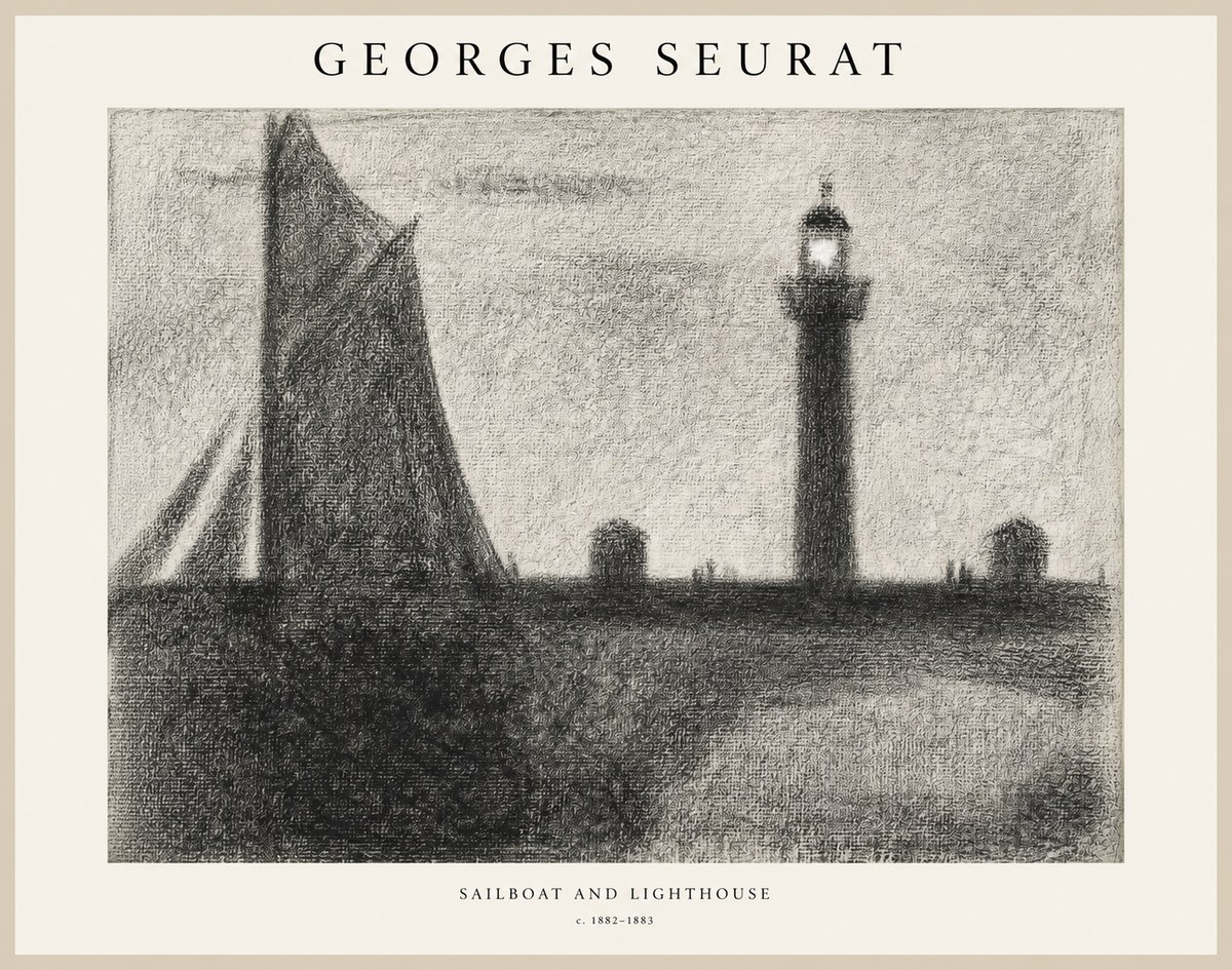 Seurat Sailboat and Lighthouse No1 - Poster