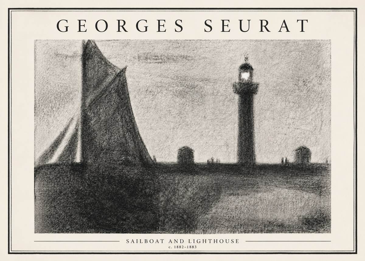 Seurat Sailboat and Lighthouse No3 - Poster