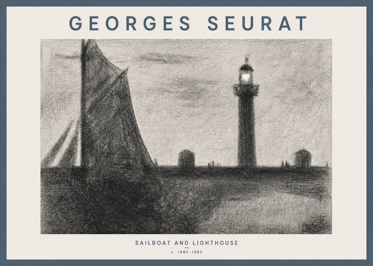 Seurat Sailboat and Lighthouse No4 - Poster