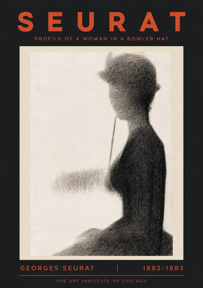 Seurat Profile of a Woman in a Bowler Hat No5 - Poster