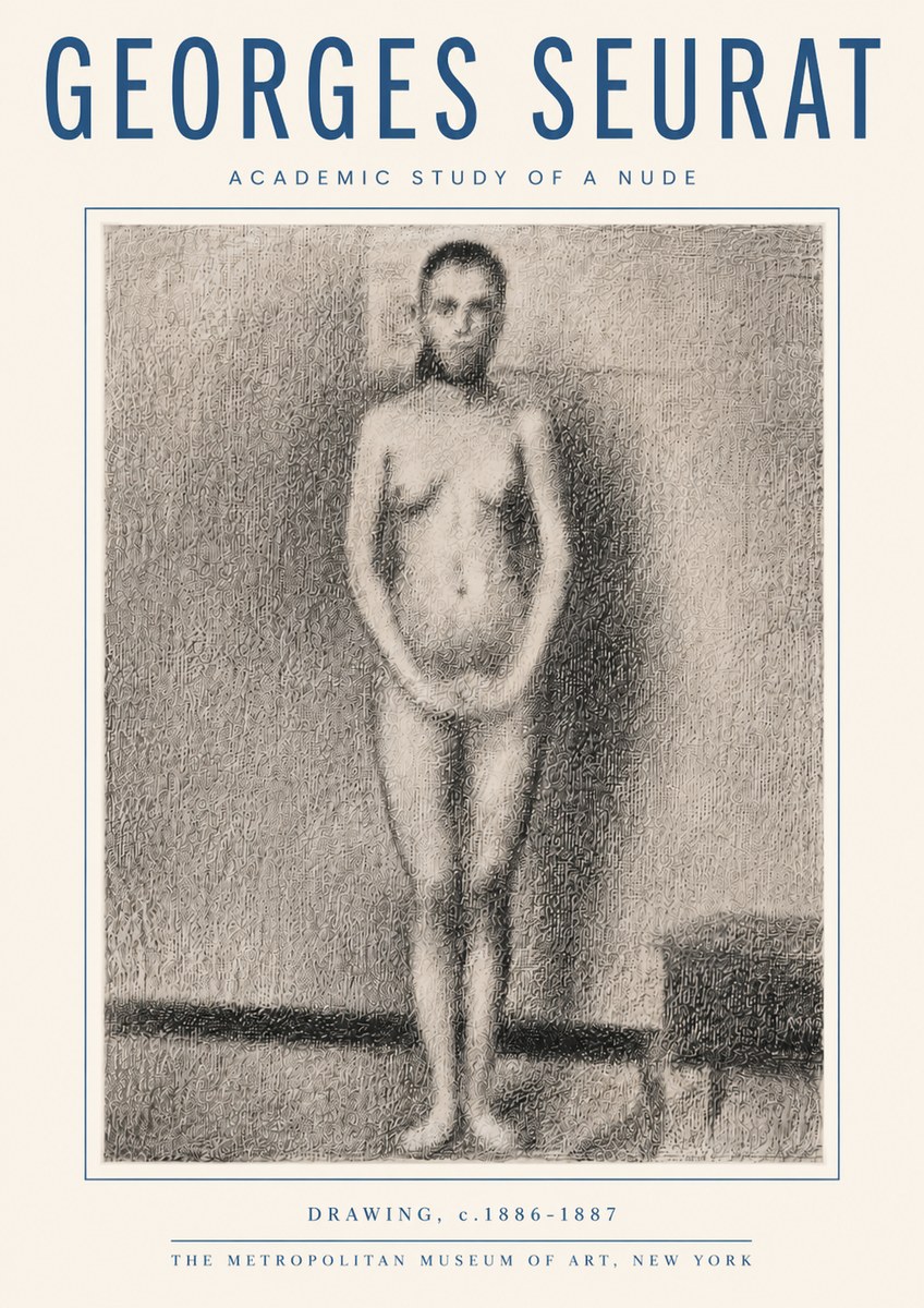 Seurat Academic Study of a Nude No5 - Poster