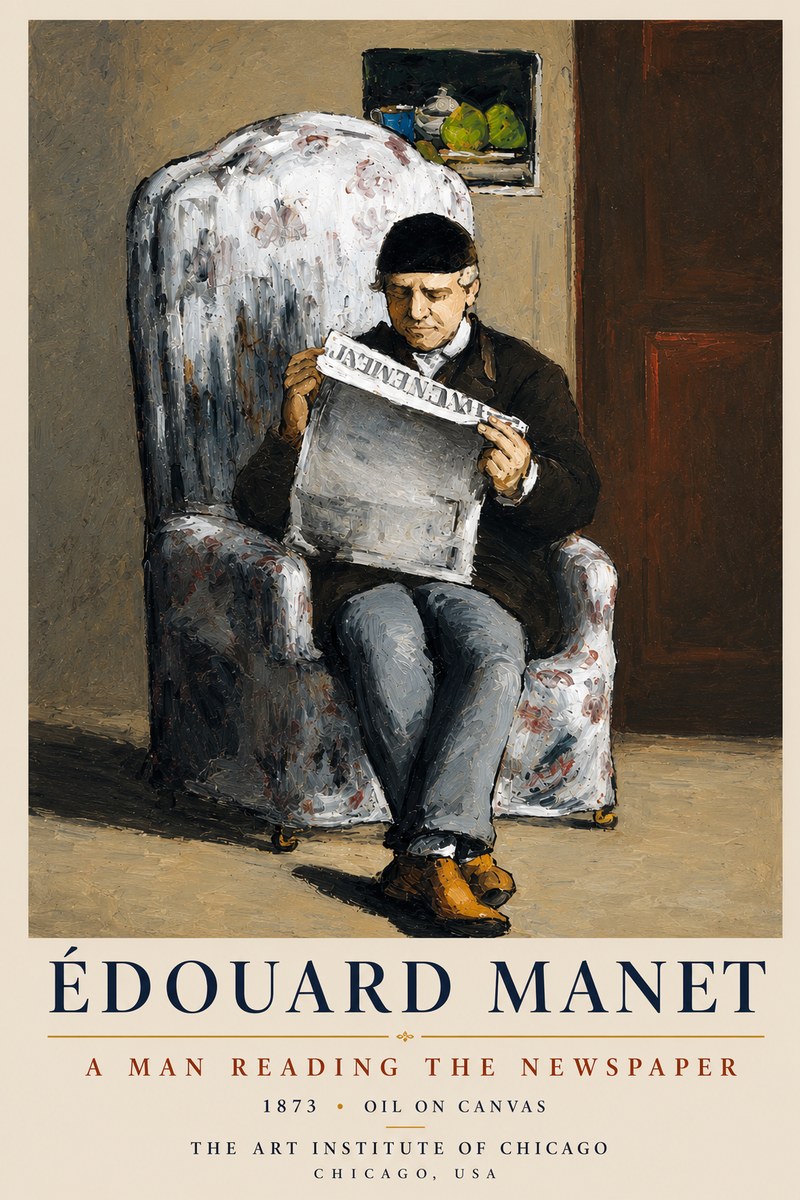 Édouard Manet A Man Reading the Newspaper No4 - Poster