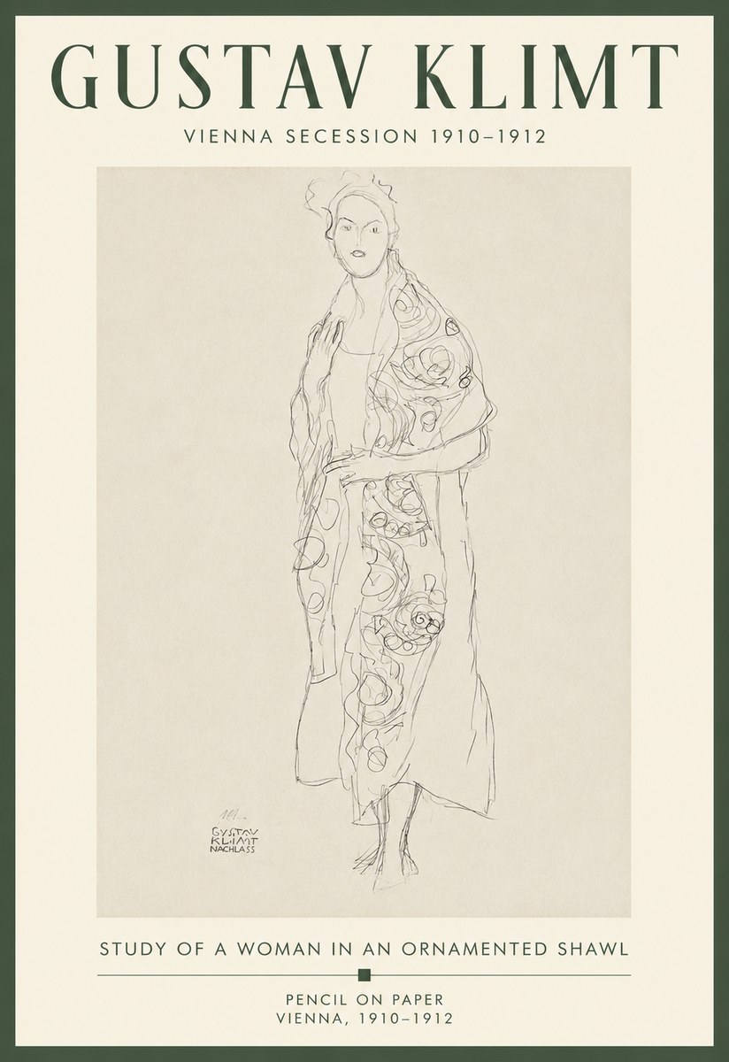 Klimt Study of a Woman in an Ornamented Shawl No5 - Poster