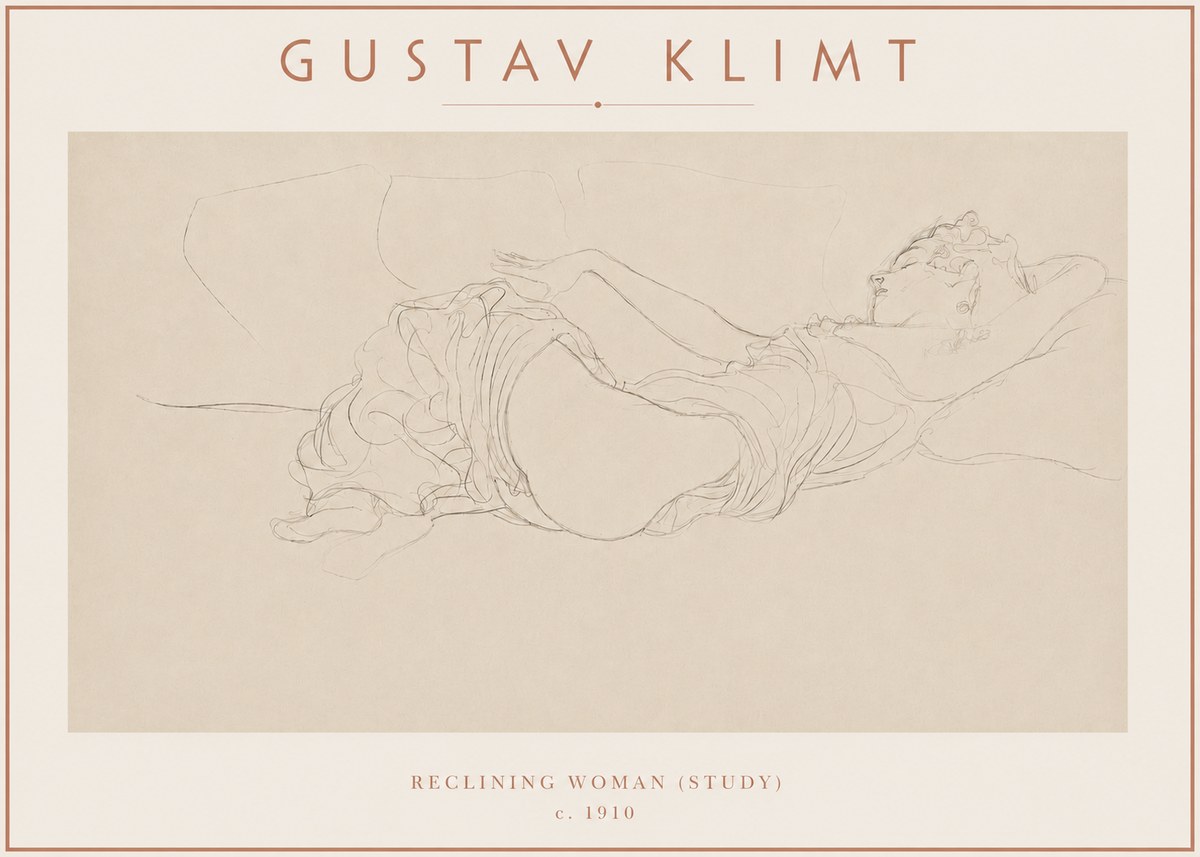 Klimt Reclining Woman (Study) No3 - Poster