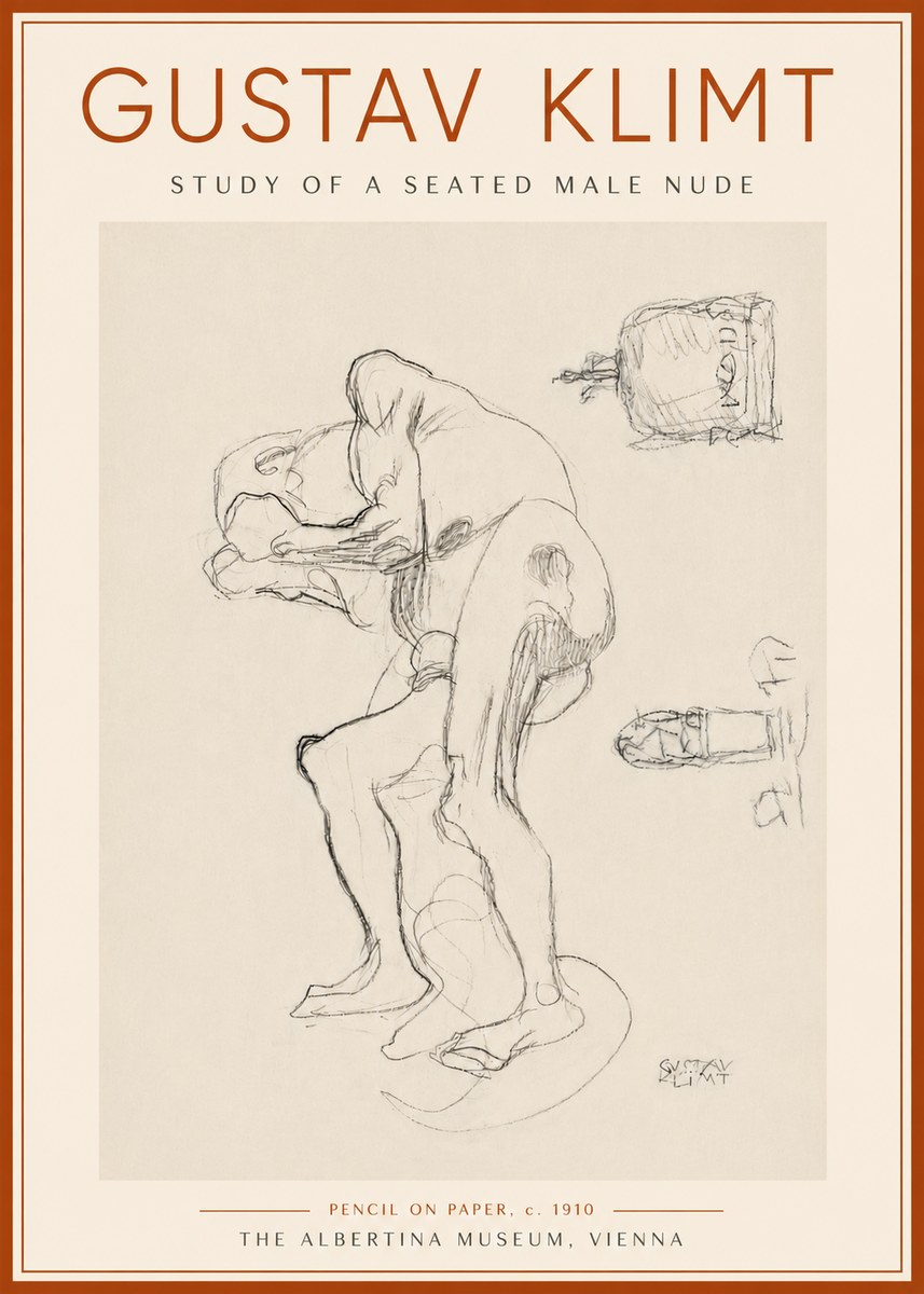 Klimt Study of a Seated Male Nude No6 - Poster
