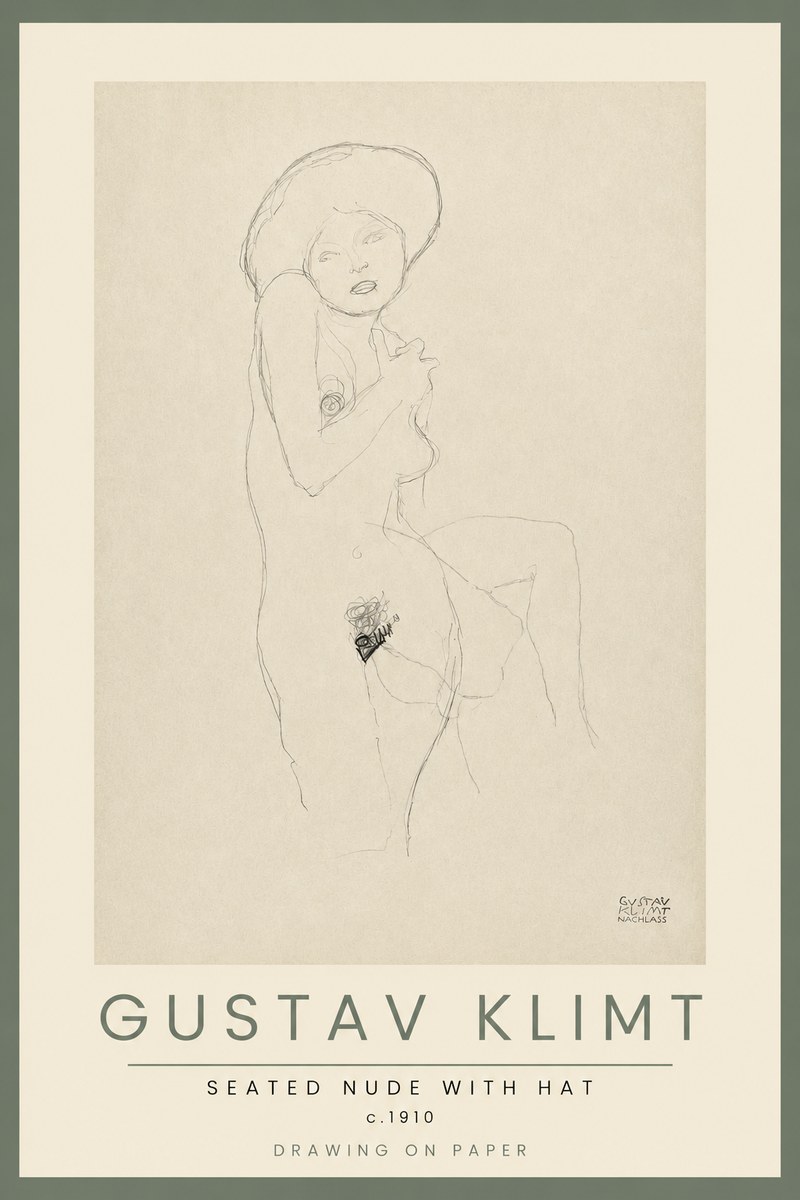 Klimt Seated Nude with Hat No2 - Poster