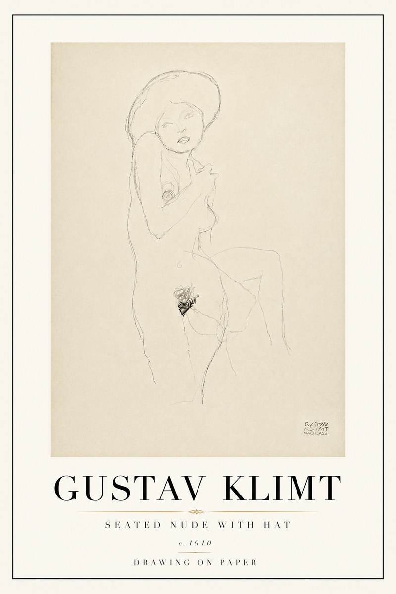Klimt Seated Nude with Hat No6 - Poster