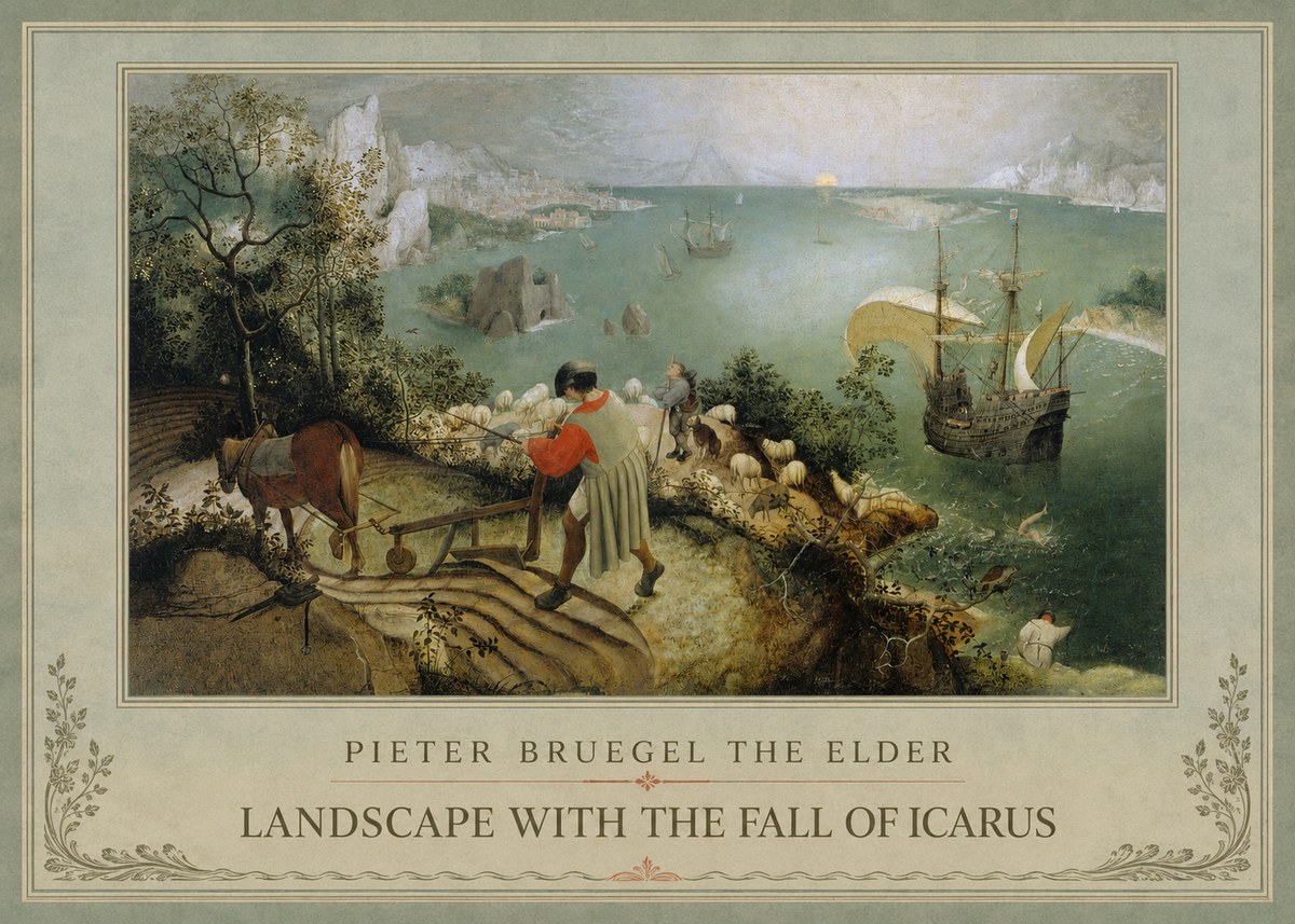 Pieter Bruegel Landscape with the Fall of Icarus I No1 - Poster