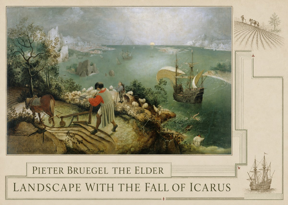 Pieter Bruegel Landscape with the Fall of Icarus I No3 - Poster
