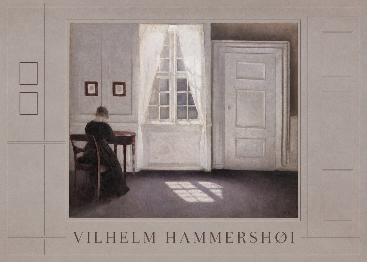 Vilhelm Hammershøi Interior with a Woman from the Back No1 - Poster