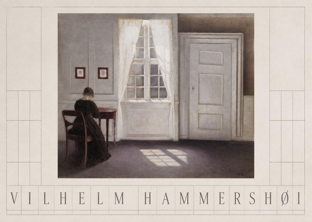 Vilhelm Hammershøi Interior with a Woman from the Back No3 - Poster