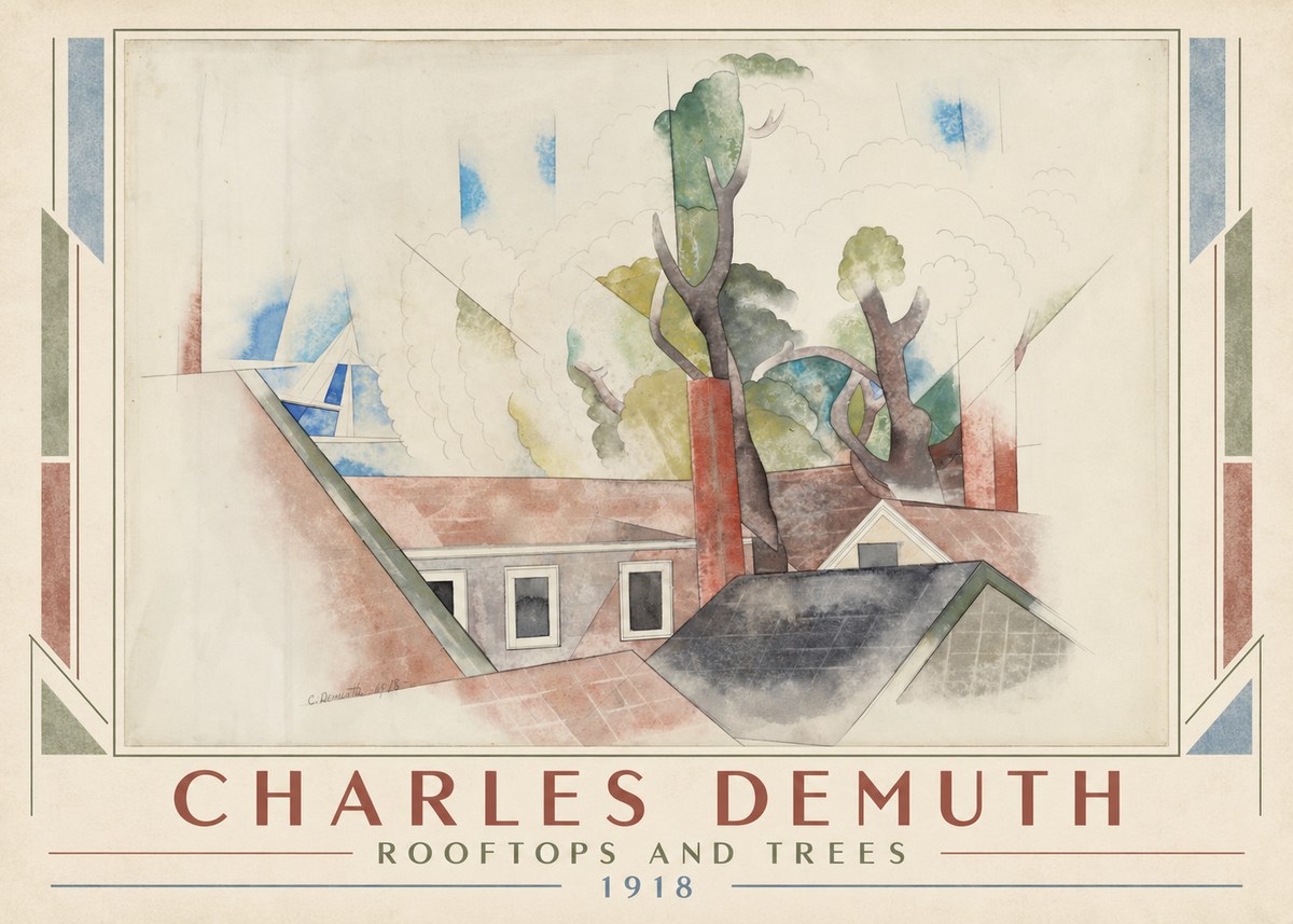 Charles Demuth Rooftops and Trees No1 - Poster