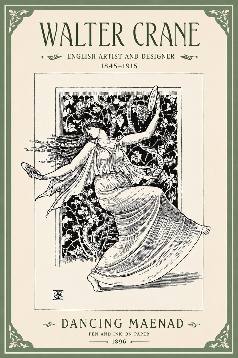 Walter Crane Dancing Maenad No4 - Poster
