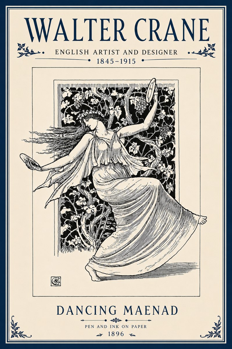 Walter Crane Dancing Maenad No6 - Poster