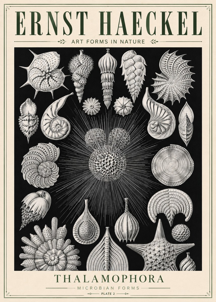 Ernst Haeckel Thalamophora - Microbian Forms - Plate 2 No5 - Poster