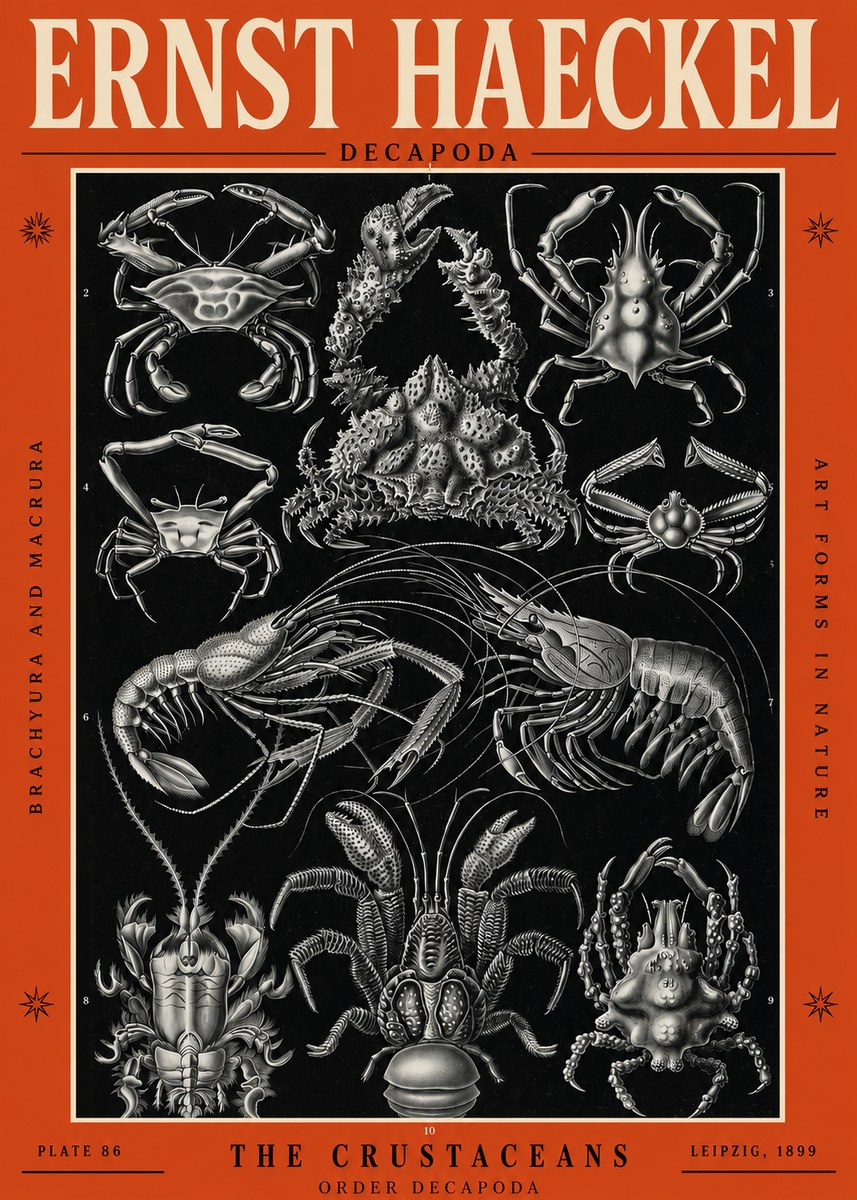 Ernst Haeckel Decapoda Brachyura and Macrura Plate 86 No2 - Poster
