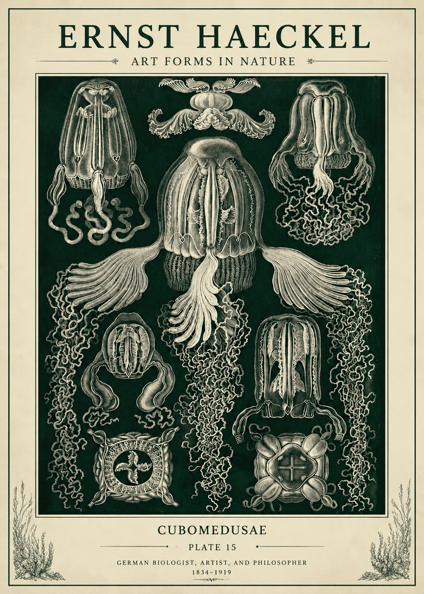 Ernst Haeckel Cubomedusae No6 - Poster