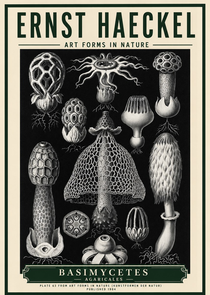 Ernst Haeckel Basimycetes Agaricales No5 - Poster