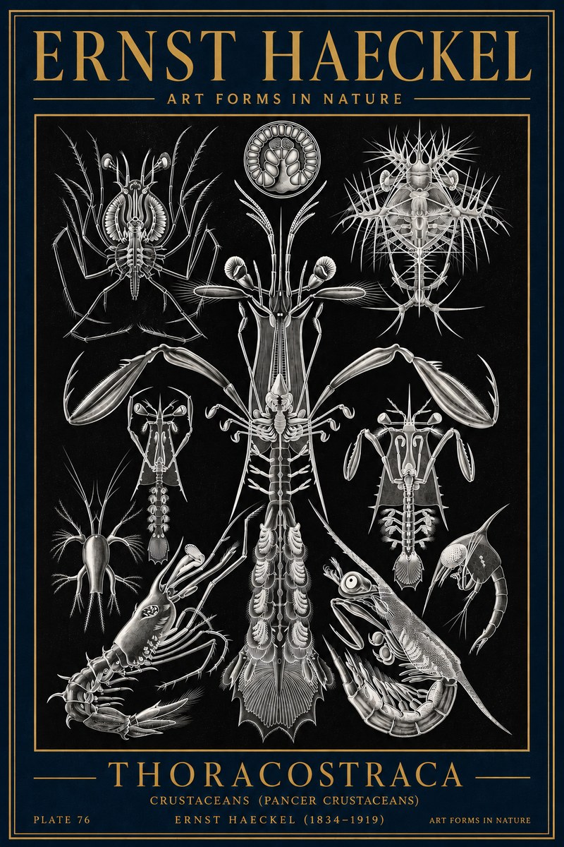 Ernst Haeckel Thoraocostraca - Crustaceans - Plate 76 No4 - Poster