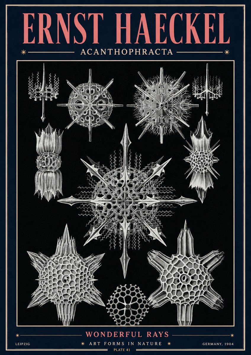 Ernst Haeckel Acanthophracta - Wonderful Rays No4 - Poster