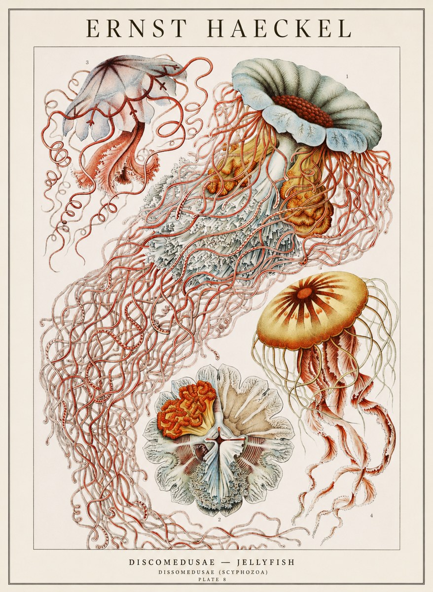 Ernst Haeckel Discomedusae — Jellyfish No1 - Poster