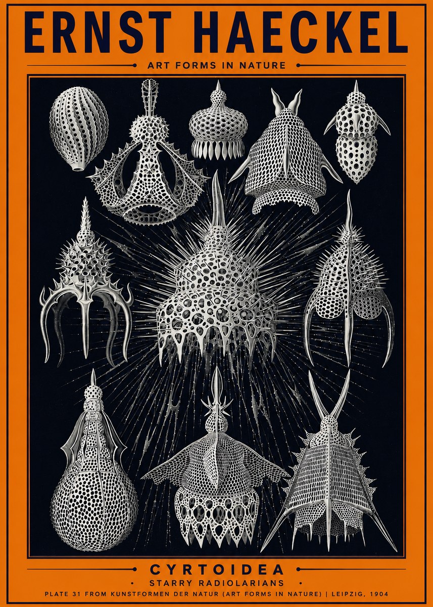 Ernst Haeckel Cyrtoidea - Starry Radiolarians No2 - Poster
