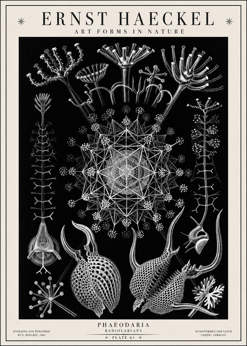 Ernst Haeckel Phaeodaria Radiolarians - Plate 61 No1 - Poster
