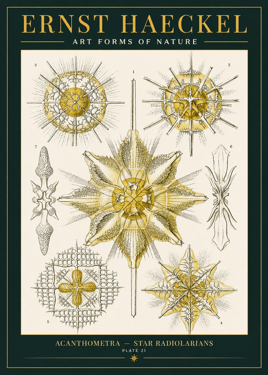 Ernst Haeckel Acanthometra - Star Radiolarians No2 - Poster